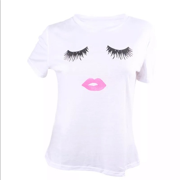 Spa La La Boutique Tops - NEW Lovely Lashes and Lips graphic Tee Shirt 🎄🎄🎄🎄🎄. Perfect stocking stuffer